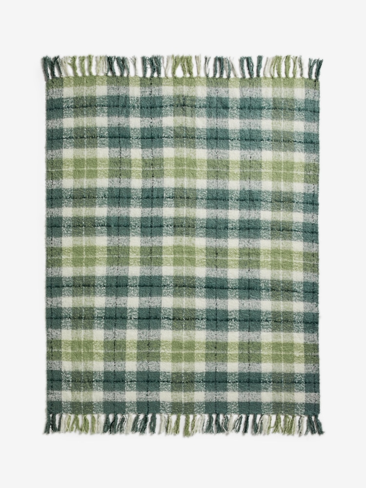 Nina Campbell Teal Check Brushed Throw - Image 2 of 2