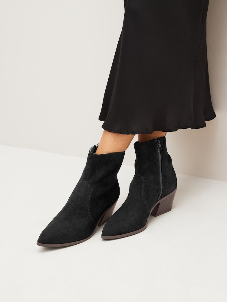 Black Standard/Wide Fit Forever Comfort® Cowboy Ankle Boots - Image 1 of 8