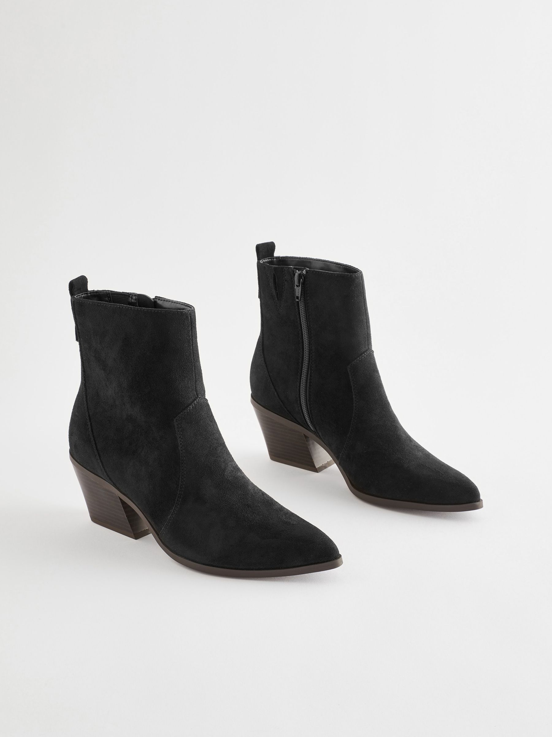 Black Standard Wide Fit Forever Comfort Cowboy Western Ankle Boots