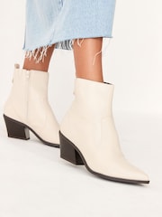 Bone White Regular/Wide Fit Forever Comfort® Cowboy Western Ankle Boots - Image 1 of 8