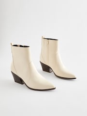 Bone White Regular/Wide Fit Forever Comfort® Cowboy Western Ankle Boots - Image 4 of 8