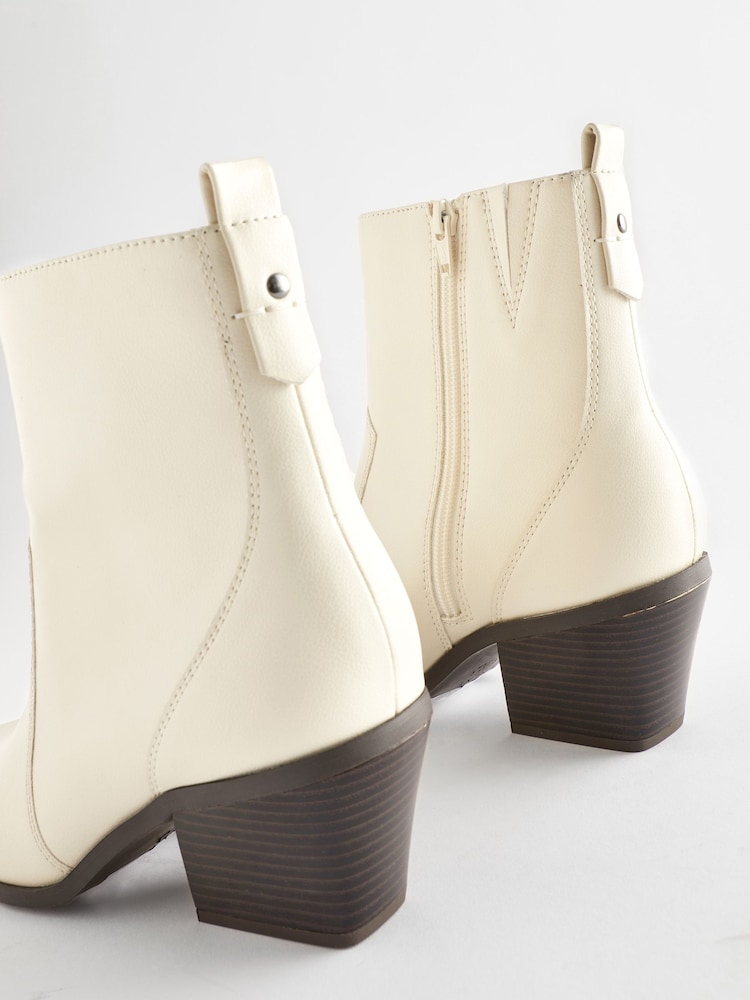 Bone White Regular/Wide Fit Forever Comfort® Cowboy Western Ankle Boots - Image 6 of 8