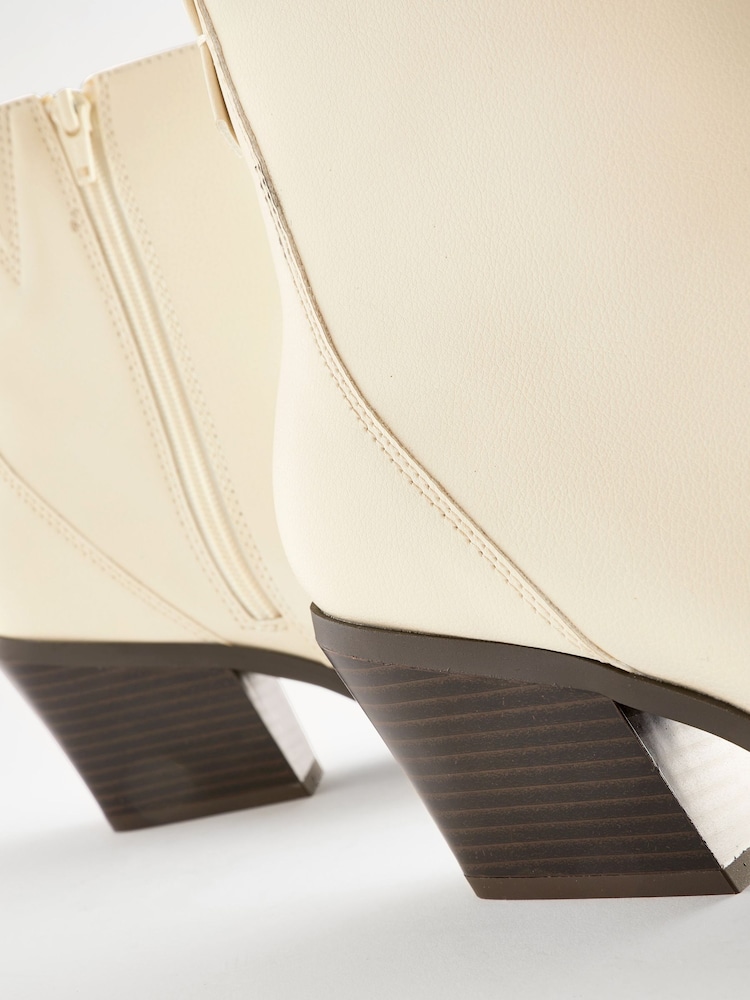 Bone White Regular/Wide Fit Forever Comfort® Cowboy Western Ankle Boots - Image 8 of 8