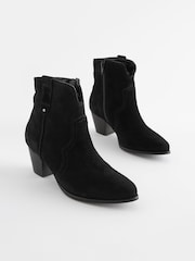 Black Regular/Wide Fit Forever Comfort® Leather Cowboy/Western Boots - Image 3 of 7