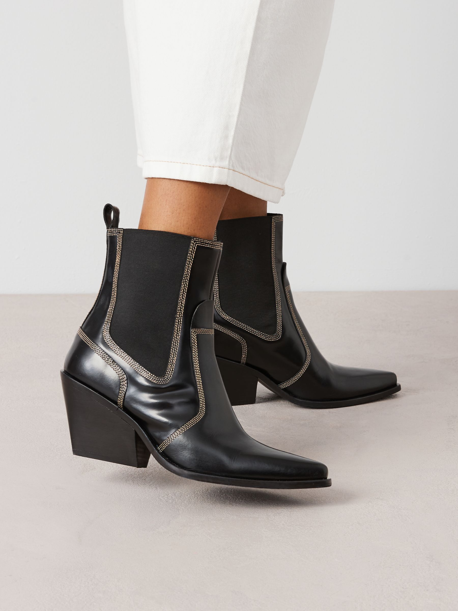 Buy Black Signature Leather Forever Comfort Western Cowboy Stitched Boots from Next Luxembourg