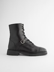 Black Forever Comfort® Lace Up Strap Detail Ankle Boots - Image 2 of 6