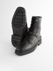 Black Forever Comfort® Lace Up Strap Detail Ankle Boots - Image 3 of 6