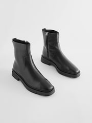 Black Forever Comfort® Leather Square Toe Ankle Boots - Image 1 of 5