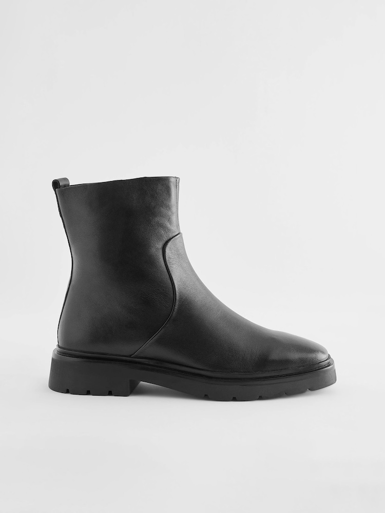 Black Forever Comfort® Leather Square Toe Ankle Boots - Image 2 of 5