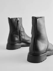 Black Forever Comfort® Leather Square Toe Ankle Boots - Image 3 of 5