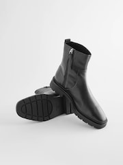 Black Forever Comfort® Leather Square Toe Ankle Boots - Image 4 of 5