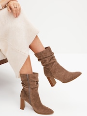 Mink Brown Forever Comfort® Heeled Slouch Midi Boots - Image 1 of 7