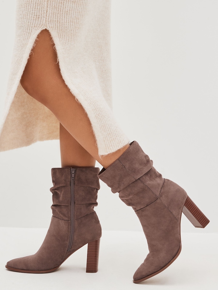 Mink Brown Forever Comfort® Heeled Slouch Midi Boots - Image 2 of 7