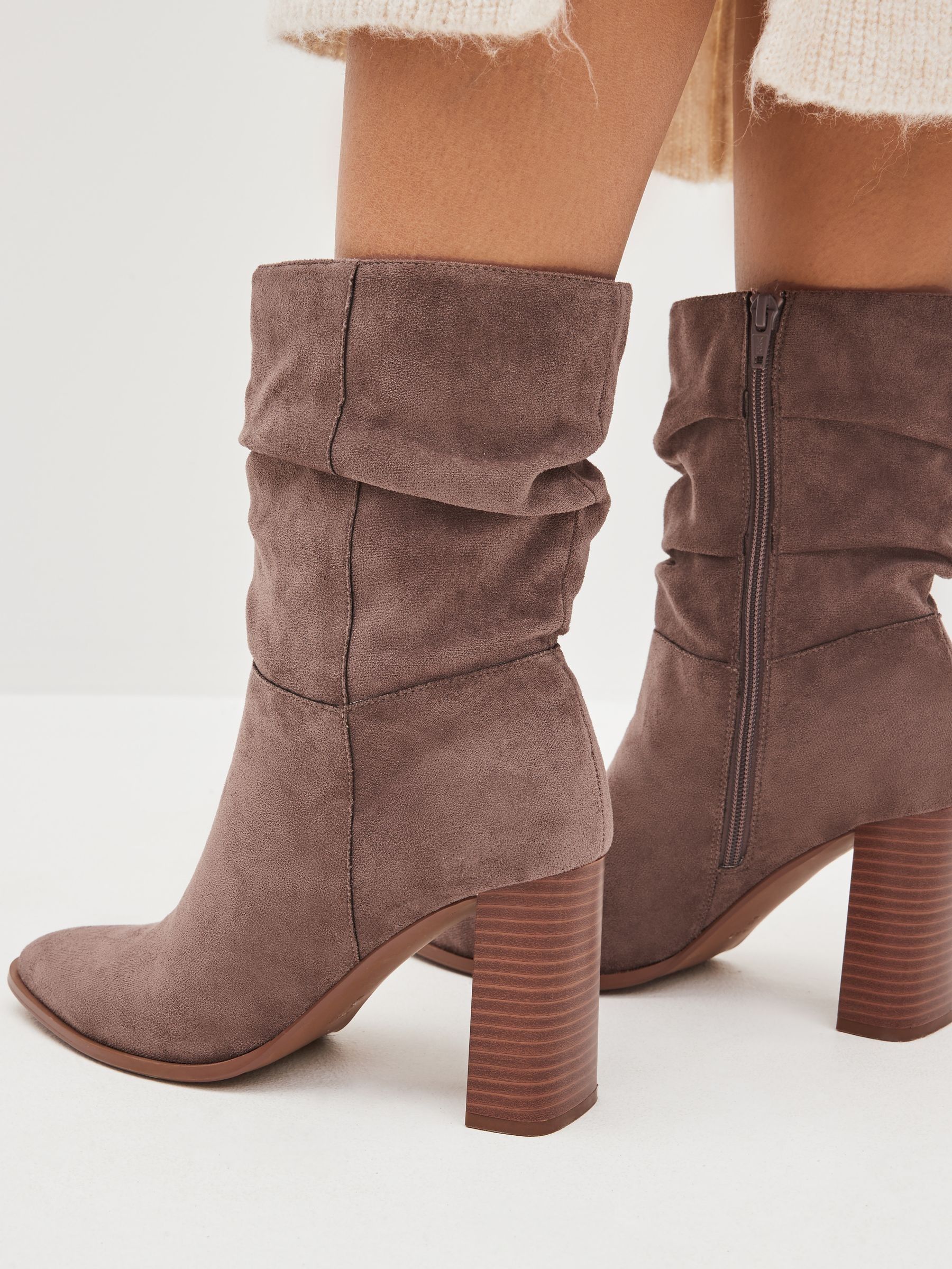 Buy Mink Brown Forever Comfort Heeled Slouch Midi Boots from Next Luxembourg
