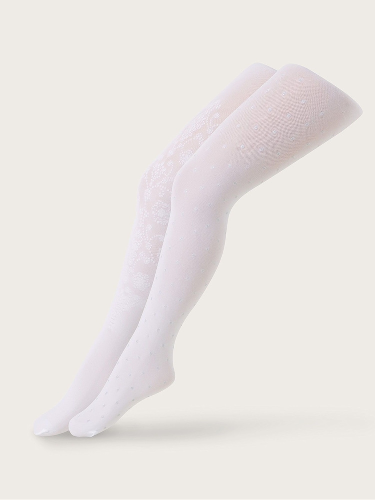 Monsoon Strumpfhosen mit Barockdesign/Glitzertupfen, 2er-Pack - Bild 1 von 2