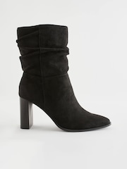 Black Forever Comfort® Heeled Slouch Midi Boots - Image 4 of 8