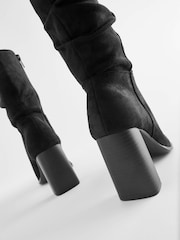 Black Forever Comfort® Heeled Slouch Midi Boots - Image 7 of 8