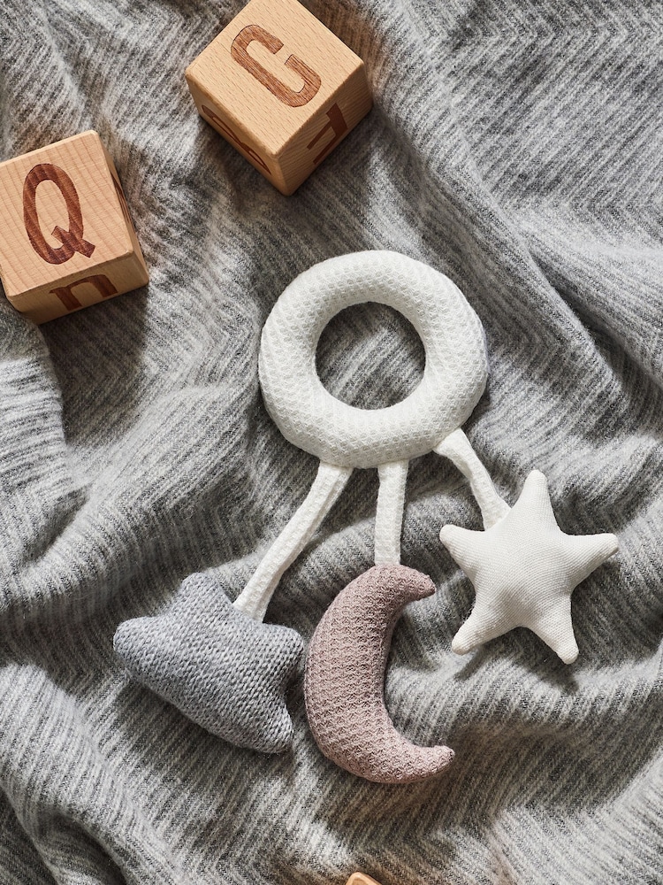 White Moon & Star Baby Rattle - Image 1 of 3 White Moon & Star Baby Rattle - Image 1 of 3