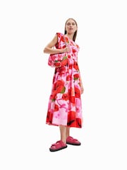 Desigual Lip Print Pink Sleevless Midi Dress - Image 1 of 5