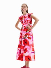 Desigual Lip Print Pink Sleevless Midi Dress - Image 3 of 5