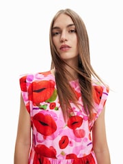 Desigual Lip Print Pink Sleevless Midi Dress - Image 4 of 5