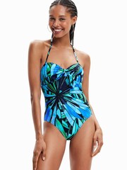 Desigual Blue Waist Control Swimsuit - Image 3 of 5