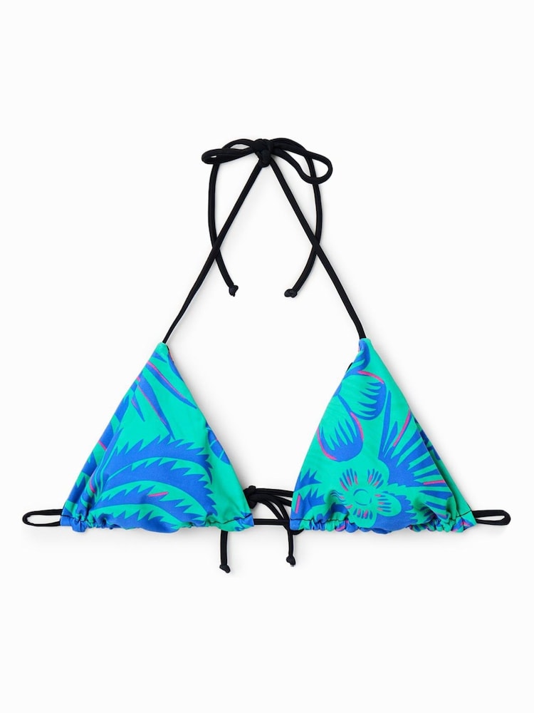 Desigual Tropical Green Triangle Tie Bikini Top - Image 4 of 4 Desigual Tropical Green Triangle Tie Bikini Top - Image 4 of 4