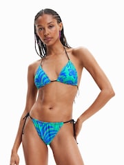 Desigual Tropical Green Tie Side Bikni Bottoms - Image 1 of 4