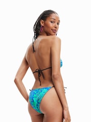 Desigual Tropical Green Tie Side Bikni Bottoms - Image 2 of 4