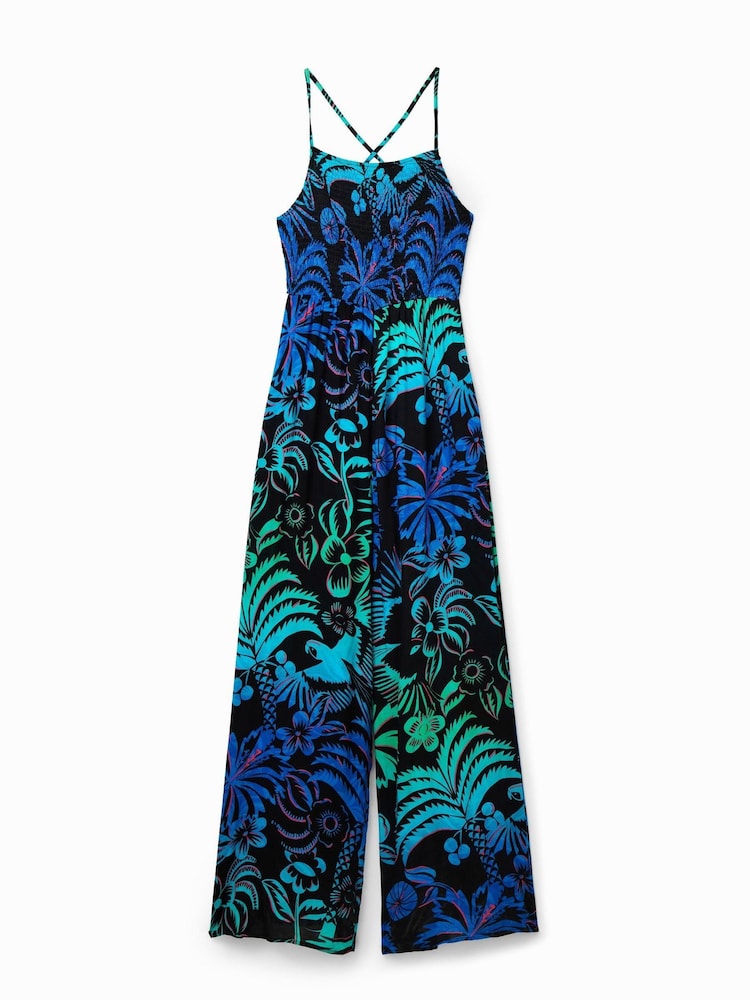 Desigual Tropical Green Print Wide Leg Jumpsuit - Image 5 of 5 Desigual Tropical Green Print Wide Leg Jumpsuit - Image 5 of 5