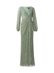 Adrianna Papell Green Metallic Mesh Draped Gown - Image 5 of 5