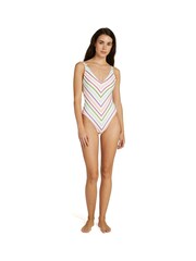 Kate Spade New York Party Stripe Mitered V-Neck White Swimsuit - Image 1 of 2