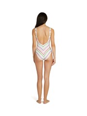 Kate Spade New York Party Stripe Mitered V-Neck White Swimsuit - Image 2 of 2