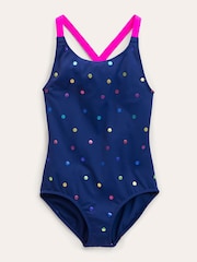 Boden Blue Cross-Back Printed Swimsuit - Image 1 of 3