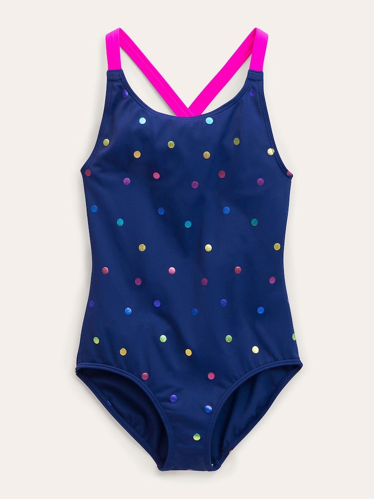Boden Blue Cross-Back Printed Swimsuit - Image 1 of 3 Boden Blue Cross-Back Printed Swimsuit - Image 1 of 3