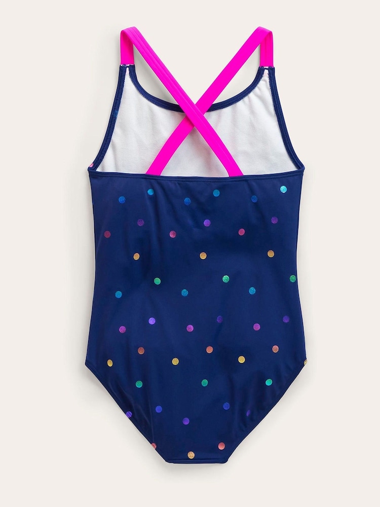 Boden Blue Cross-Back Printed Swimsuit - Image 2 of 3 Boden Blue Cross-Back Printed Swimsuit - Image 2 of 3