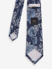 Dark Blue Floral Silk Pattern Tie - Image 2 of 3