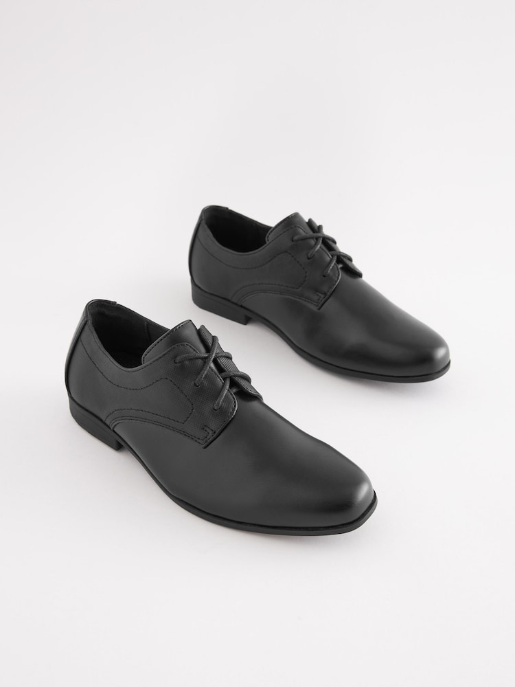 Black Perforated School Lace-Up Shoes - Image 1 of 4 Black Perforated School Lace-Up Shoes - Image 1 of 4