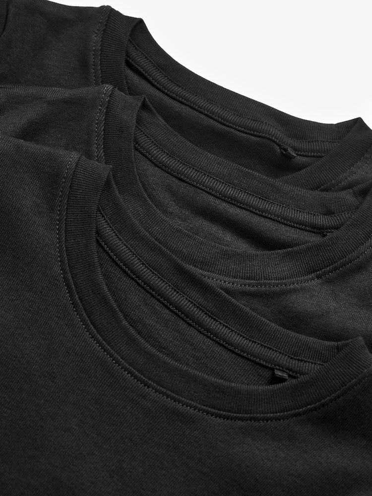 Black 100% Cotton Short Sleeve Vests 3 Pack (1.5-16yrs) - Image 3 of 3 Black 100% Cotton Short Sleeve Vests 3 Pack (1.5-16yrs) - Image 3 of 3