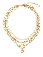 Caramel Jewellery London Gold Tone Chunky Layered T-Bar Necklace - Image 2 of 5