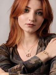 Caramel Jewellery London Gold Tone Sparkly Hoop Entwined Double Layer Charm Necklace - Image 2 of 6
