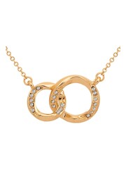 Caramel Jewellery London Gold Tone Sparkly Hoop Entwined Double Layer Charm Necklace - Image 4 of 6