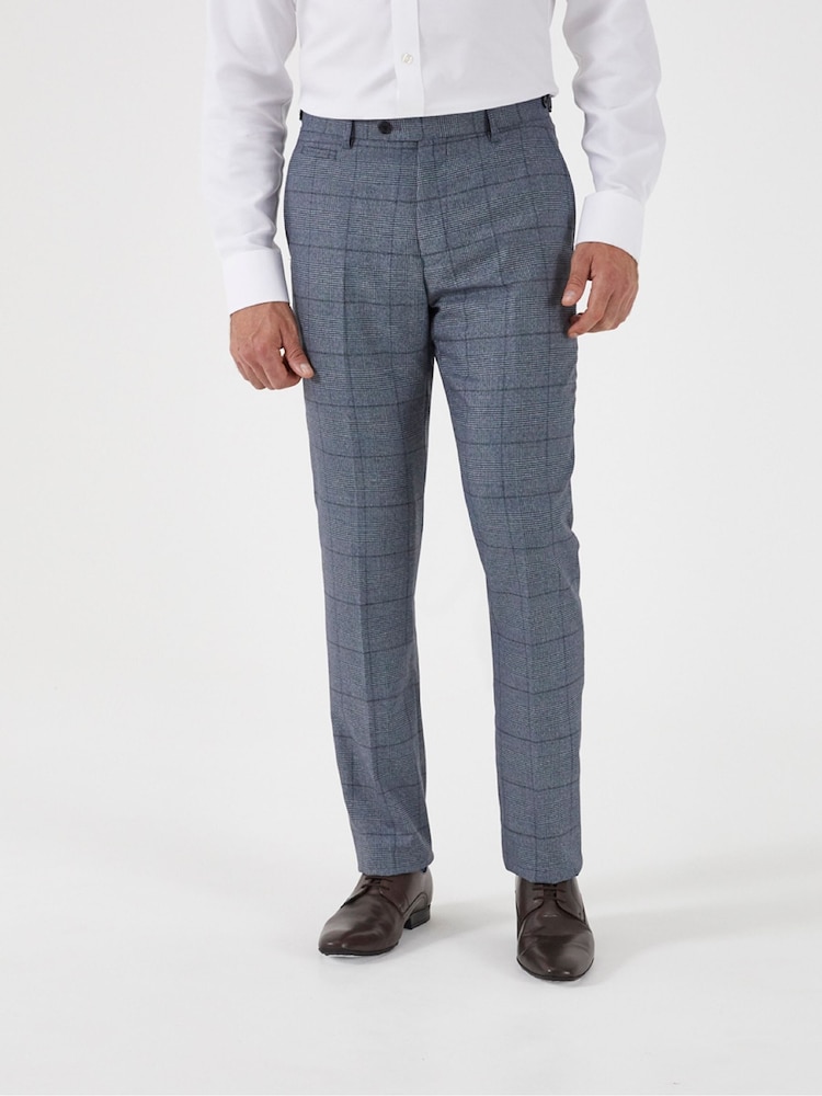 Skopes Blue Tailored Fit Reece Check Suit: Trousers - Image 1 of 3 Skopes Blue Tailored Fit Reece Check Suit: Trousers - Image 1 of 3