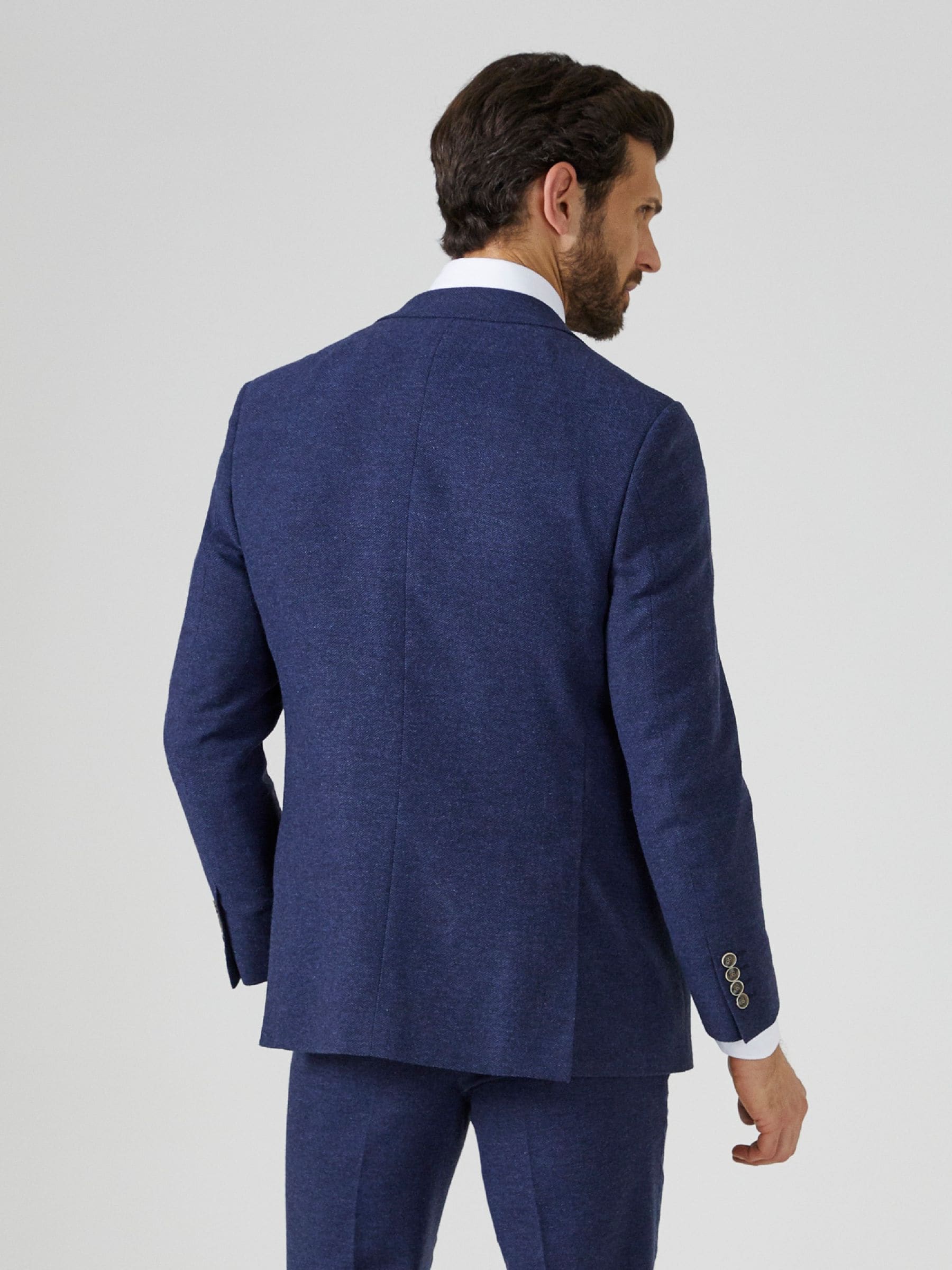 Buy Skopes Navy Blue Jude Tweed Tailored Fit Suit Jacket