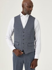 Skopes Gillis Grey Navy Blue Dogtooth Suit Waistcoat - Image 1 of 1