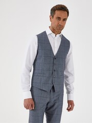 Skopes Blue Reece Check Tailored Fit Suit Waistcoat - Image 1 of 3