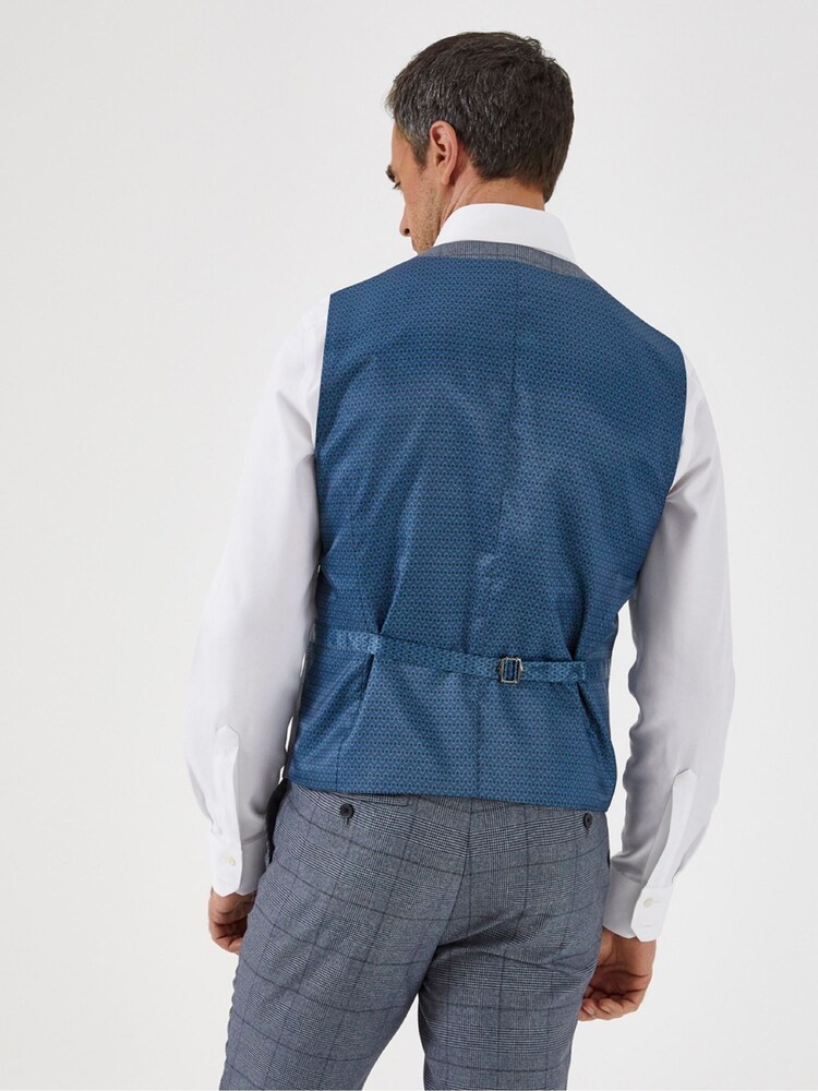 Skopes Blue Reece Check Tailored Fit Suit Waistcoat - Image 2 of 3