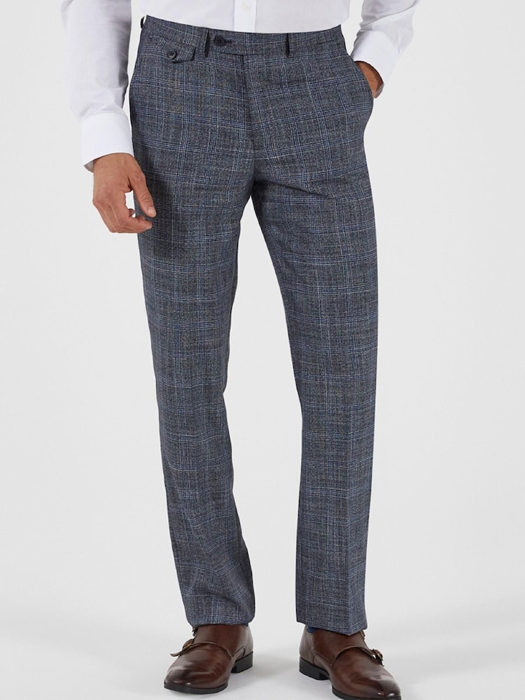 Skopes Acaro Grey Check Tailored Sustainable Suit Trousers - Image 1 of 2