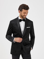 Skopes Black Tailored Fit Westwood Paisley Jacket - Image 1 of 1