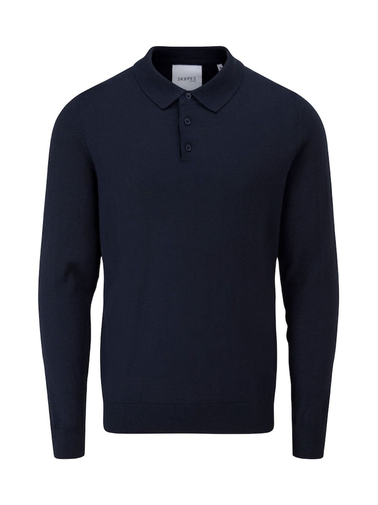 Skopes Blue Brad Merino Blend Polo Shirt - Image 6 of 6 Skopes Blue Brad Merino Blend Polo Shirt - Image 6 of 6